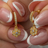 Silver Dangle Gold Minimal Flower Women's Earrings